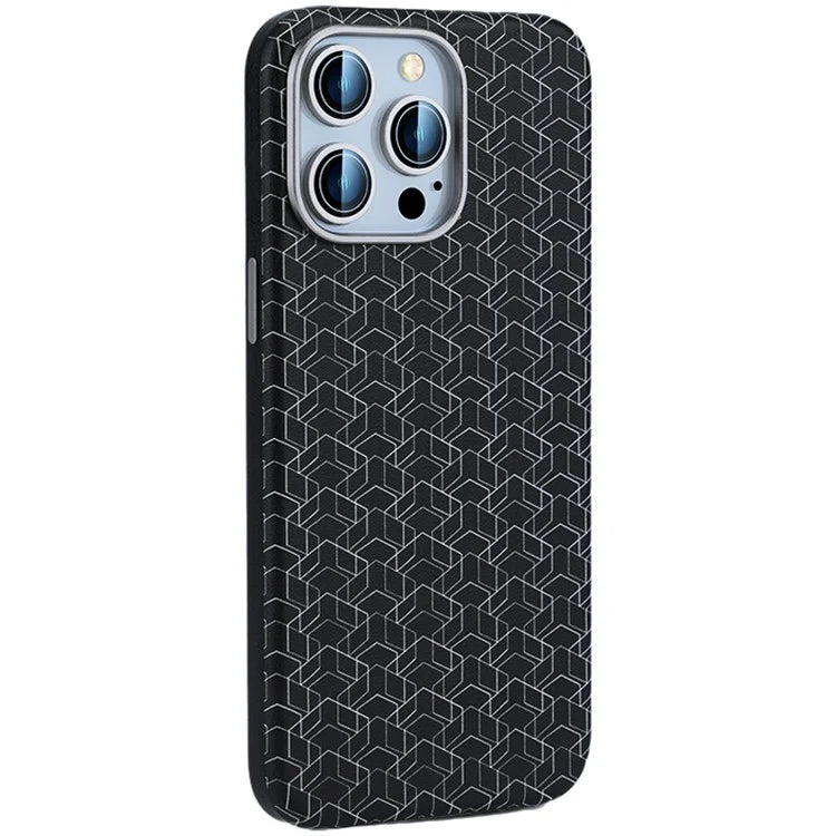For iPhone 15 Pro Max Case Anti-Drop PU+TPU Phone Cover Geometric Pattern