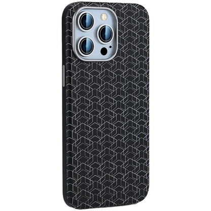 For iPhone 15 Pro Max Case Anti-Drop PU+TPU Phone Cover Geometric Pattern