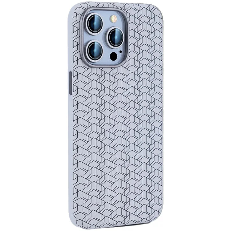 For iPhone 15 Pro Max Case Anti-Drop PU+TPU Phone Cover Geometric Pattern