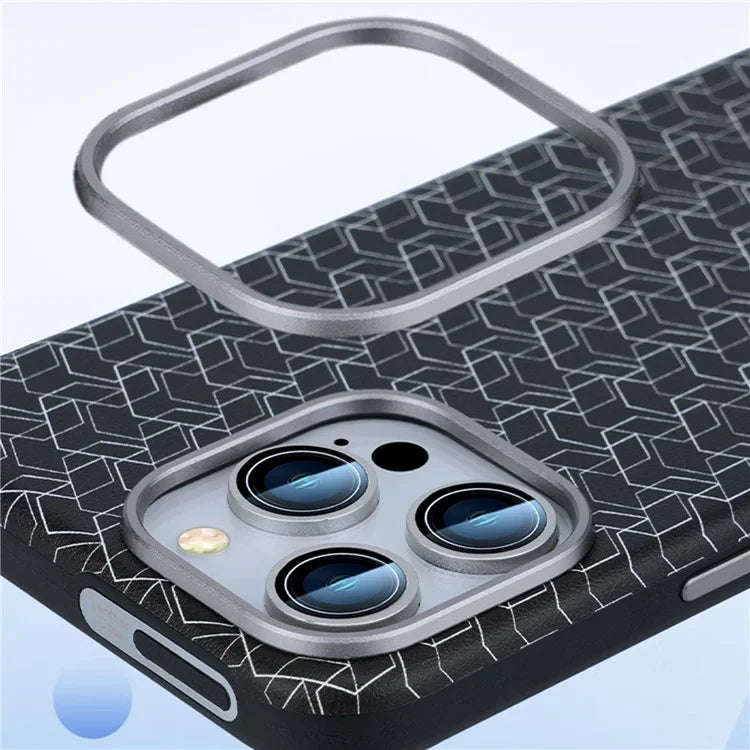 For iPhone 15 Pro Max Case Anti-Drop PU+TPU Phone Cover Geometric Pattern