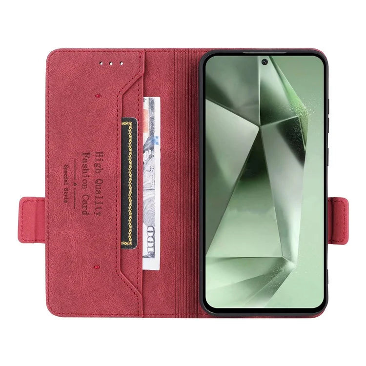For Samsung Galaxy S24 FE Case Leather Wallet Phone Cover Hardware Decor