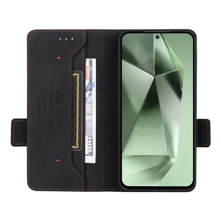 For Samsung Galaxy S24 FE Case Leather Wallet Phone Cover Hardware Decor