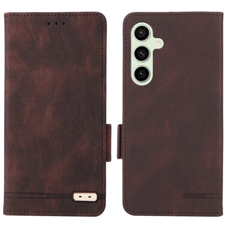 For Samsung Galaxy S24 FE Case Leather Wallet Phone Cover Hardware Decor