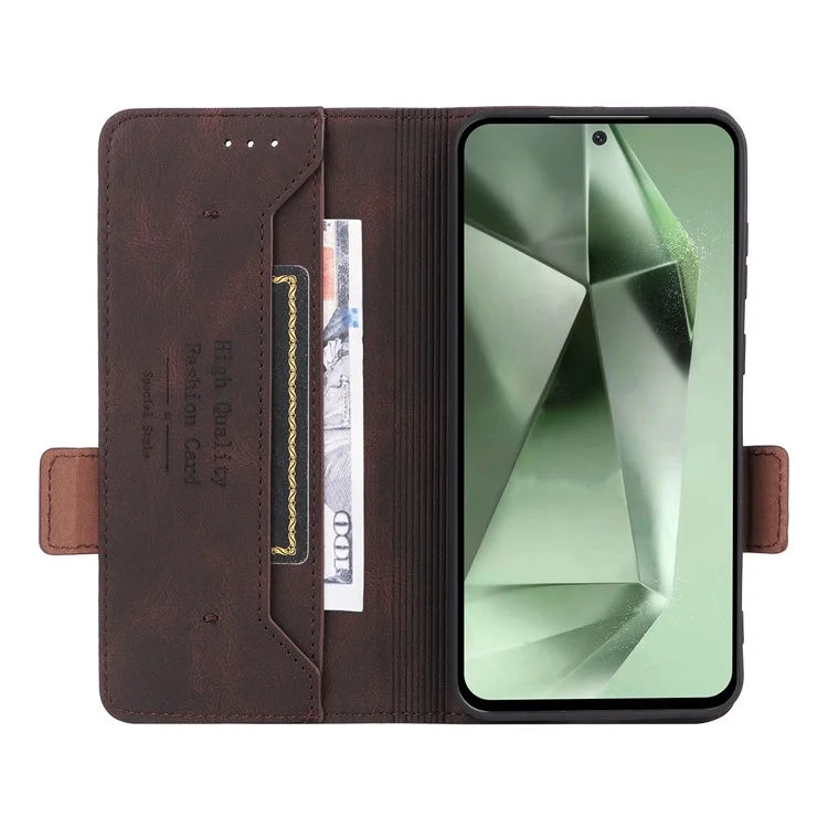 For Samsung Galaxy S24 FE Case Leather Wallet Phone Cover Hardware Decor