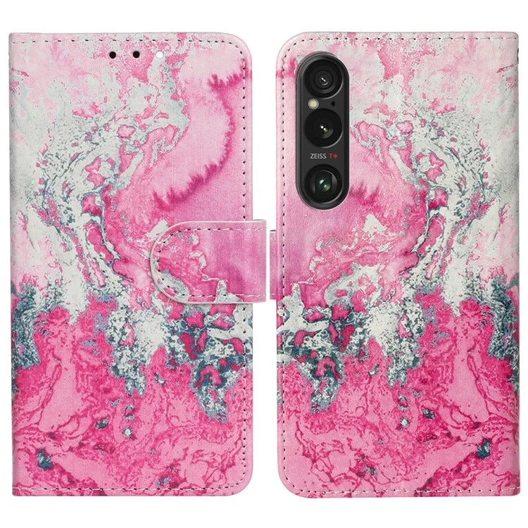For Sony Xperia 1 VI Case Leather Pattern Design Flip Wallet Phone Cover