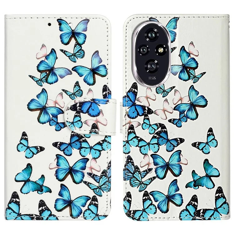 For Honor 200 Pro 5G Case Leather Pattern Design Flip Wallet Phone Cover