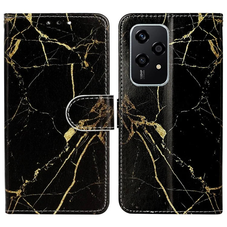 For Honor 200 Lite Case Leather Pattern Design Flip Wallet Phone Cover