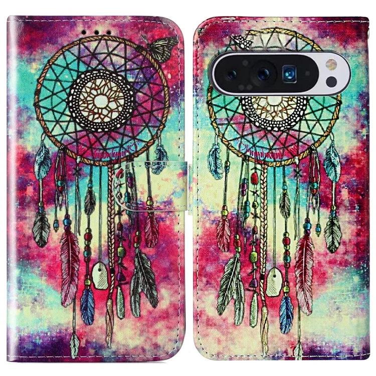 For Google Pixel 9 Pro / Pixel 9 Case Leather Pattern Design Flip Wallet Phone Cover