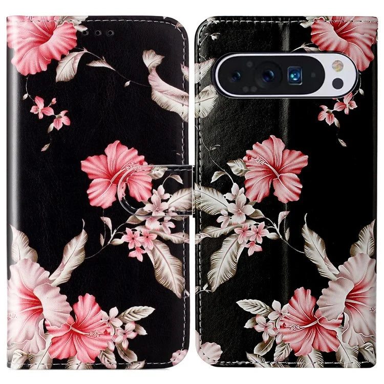 For Google Pixel 9 Pro / Pixel 9 Case Leather Pattern Design Flip Wallet Phone Cover