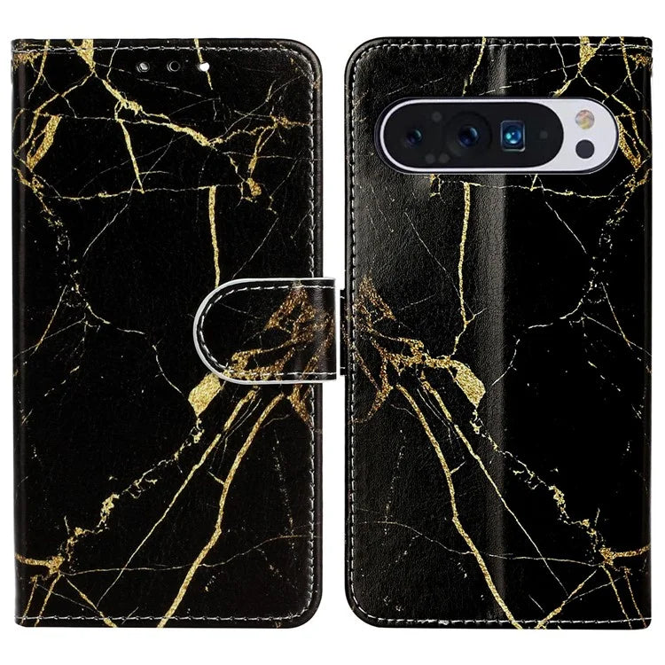 For Google Pixel 9 Pro / Pixel 9 Case Leather Pattern Design Flip Wallet Phone Cover