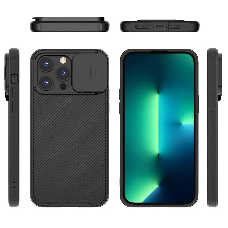 For iPhone 15 Pro Max Case PC+TPU Magnetic Phone Shell with Slide Camera Cover