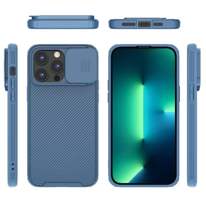 For iPhone 15 Pro Max Case PC+TPU Magnetic Phone Shell with Slide Camera Cover