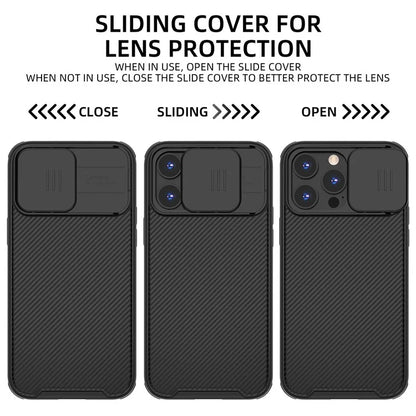 For iPhone 15 Pro Case Compatible with MagSafe PC+TPU Phone Cover Slide Camera Lid