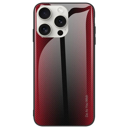 For iPhone 16 Pro Max Case Carbon Fiber Texture Tempered Glass+TPU Phone Cover
