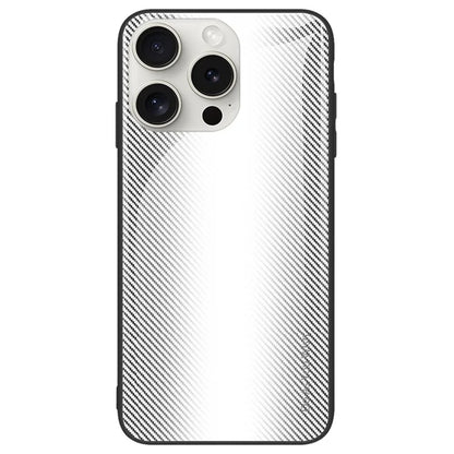 For iPhone 16 Pro Max Case Carbon Fiber Texture Tempered Glass+TPU Phone Cover