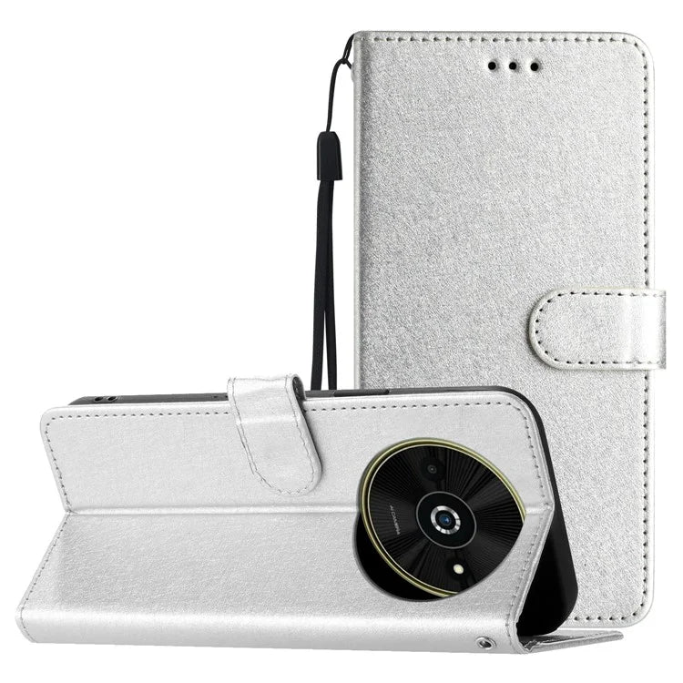 For Xiaomi Poco C61 4G / Redmi A3 4G Case Wallet Stand Leather Silk Texture Phone Cover