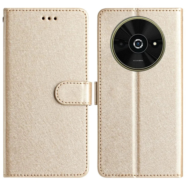For Xiaomi Poco C61 4G / Redmi A3 4G Case Wallet Stand Leather Silk Texture Phone Cover