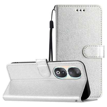 For Honor 90 Cell Phone Case Silk Texture Shockproof Leather Cover with Wallet