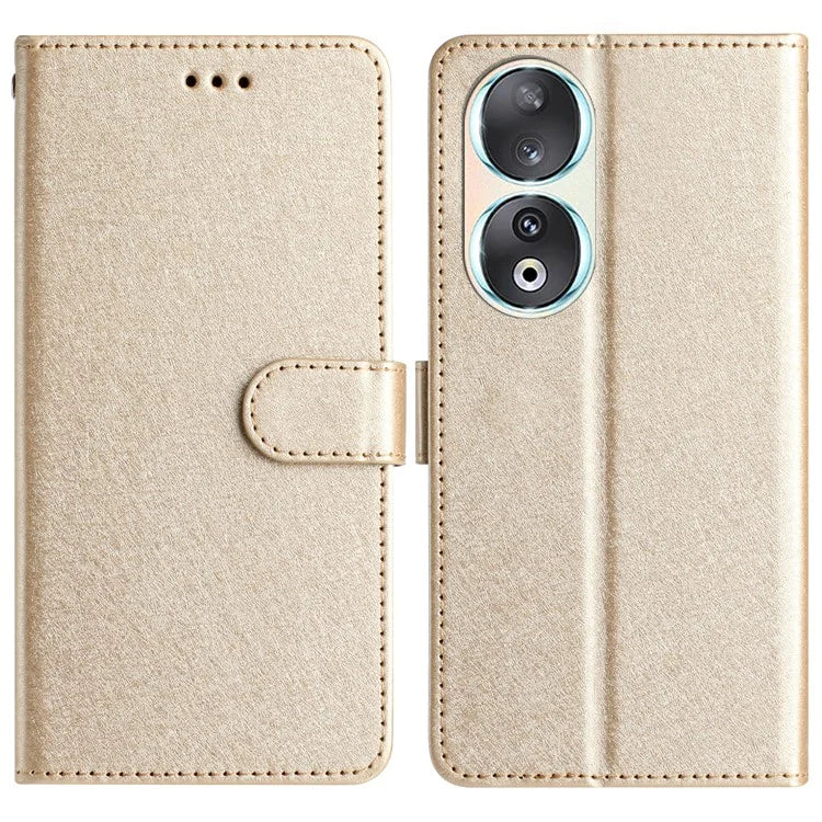 For Honor 90 Cell Phone Case Silk Texture Shockproof Leather Cover with Wallet