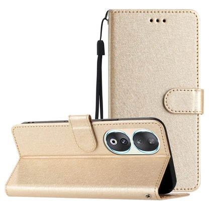 For Honor 90 Cell Phone Case Silk Texture Shockproof Leather Cover with Wallet