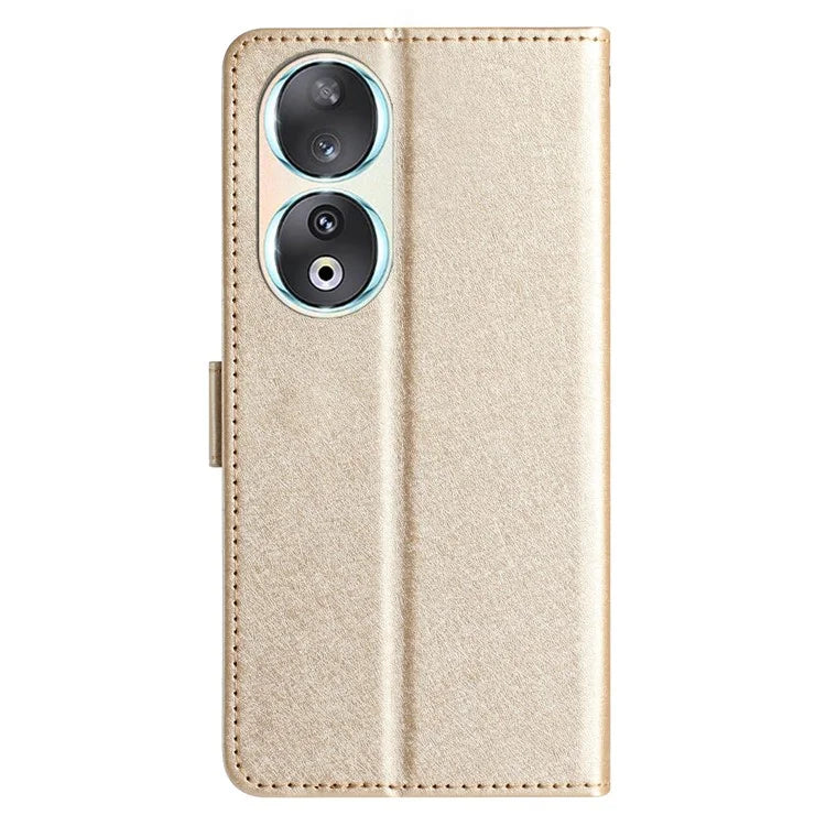For Honor 90 Cell Phone Case Silk Texture Shockproof Leather Cover with Wallet