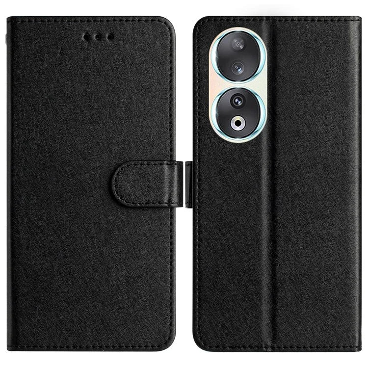 For Honor 90 Cell Phone Case Silk Texture Shockproof Leather Cover with Wallet