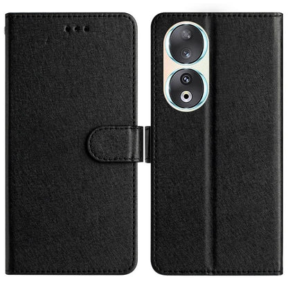 For Honor 90 Cell Phone Case Silk Texture Shockproof Leather Cover with Wallet
