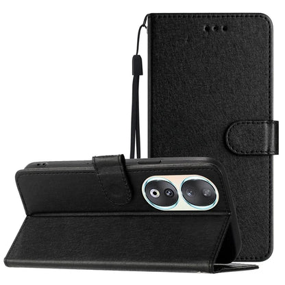 For Honor 90 Cell Phone Case Silk Texture Shockproof Leather Cover with Wallet