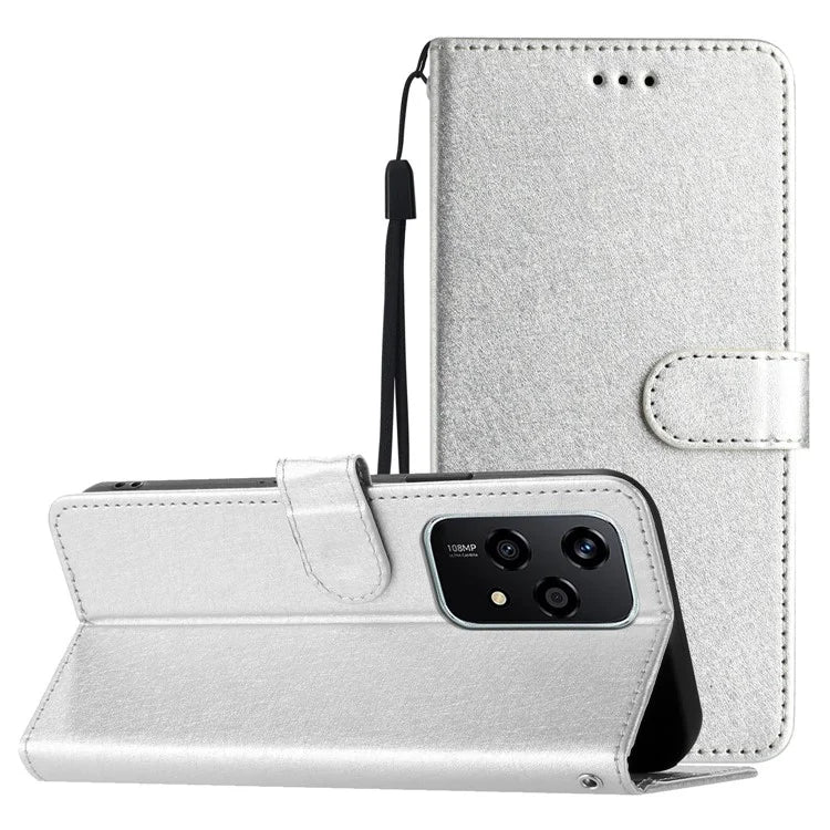 For Honor 200 Lite Case Silk Texture Flip Leather Wallet Cell Phone Cover with Stand