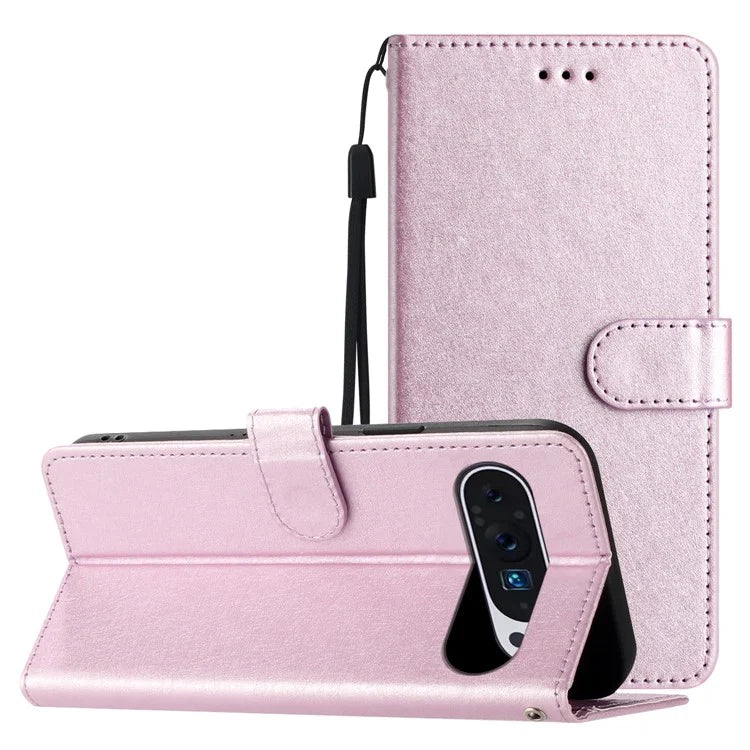 For Google Pixel 9 / 9 Pro Case Silk Texture Anti-Fall Leather Wallet Stand Smartphone Cover