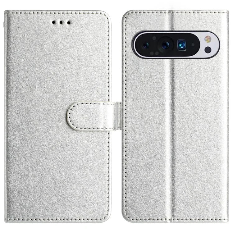 For Google Pixel 9 / 9 Pro Case Silk Texture Anti-Fall Leather Wallet Stand Smartphone Cover
