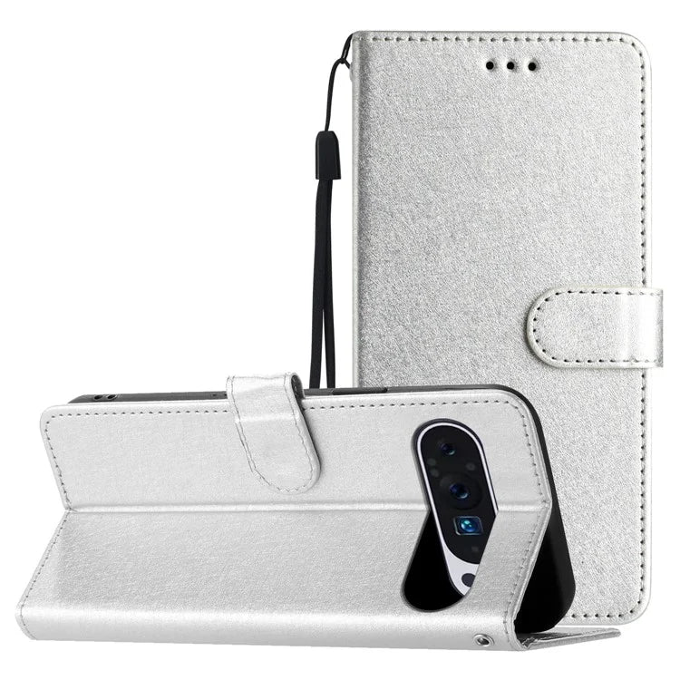 For Google Pixel 9 / 9 Pro Case Silk Texture Anti-Fall Leather Wallet Stand Smartphone Cover