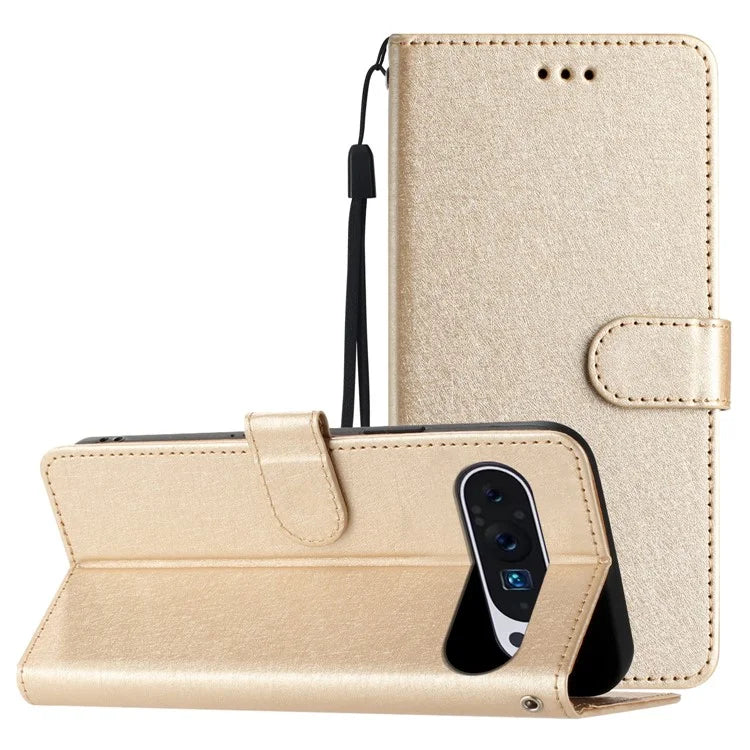 For Google Pixel 9 / 9 Pro Case Silk Texture Anti-Fall Leather Wallet Stand Smartphone Cover
