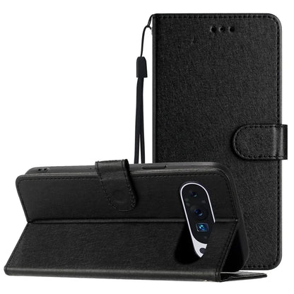 For Google Pixel 9 / 9 Pro Case Silk Texture Anti-Fall Leather Wallet Stand Smartphone Cover