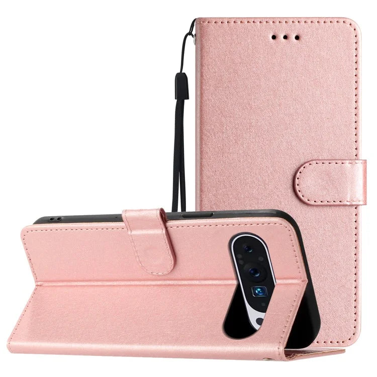 For Google Pixel 9 / 9 Pro Case Silk Texture Anti-Fall Leather Wallet Stand Smartphone Cover