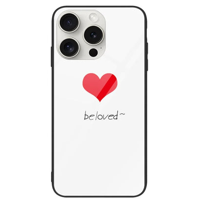 For iPhone 16 Pro Case Pattern Print Tempered Glass+PC+TPU Anti-Drop Phone Cover