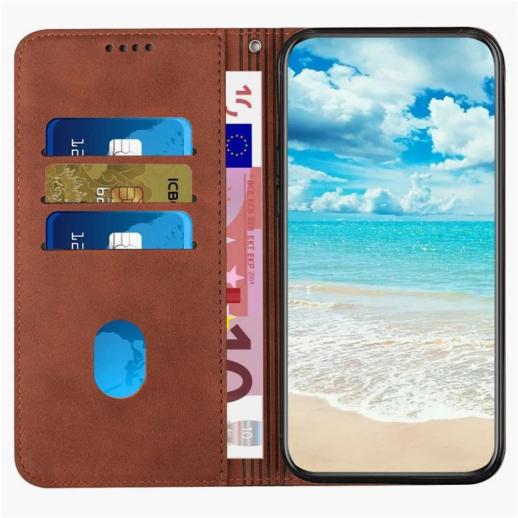 For Samsung Galaxy S24 FE Phone Stand Case Skin-Touch PU Leather Phone Cover