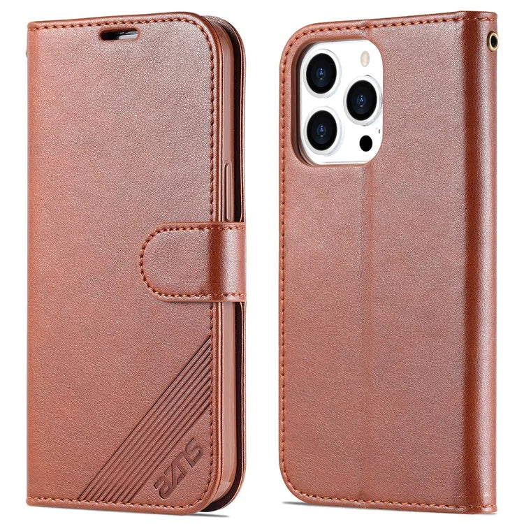 AZNS For iPhone 16 Pro Max Wallet Phone Case Anti-Scratch PU Leather Stand Cover