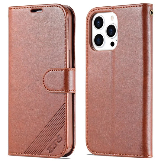 AZNS For iPhone 16 Pro Max Wallet Phone Case Anti-Scratch PU Leather Stand Cover