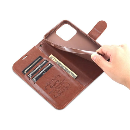 AZNS For iPhone 16 Pro Max Wallet Phone Case Anti-Scratch PU Leather Stand Cover