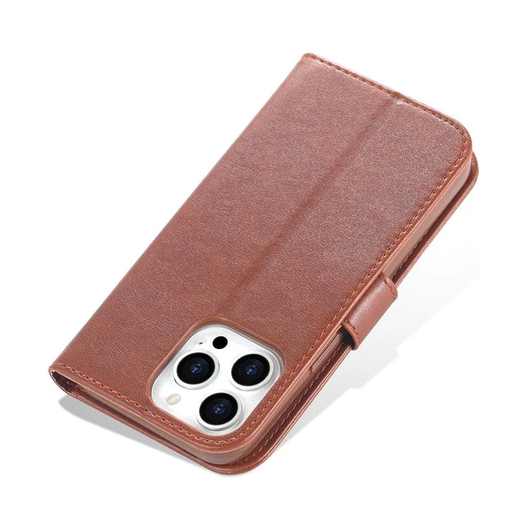 AZNS For iPhone 16 Pro Max Wallet Phone Case Anti-Scratch PU Leather Stand Cover