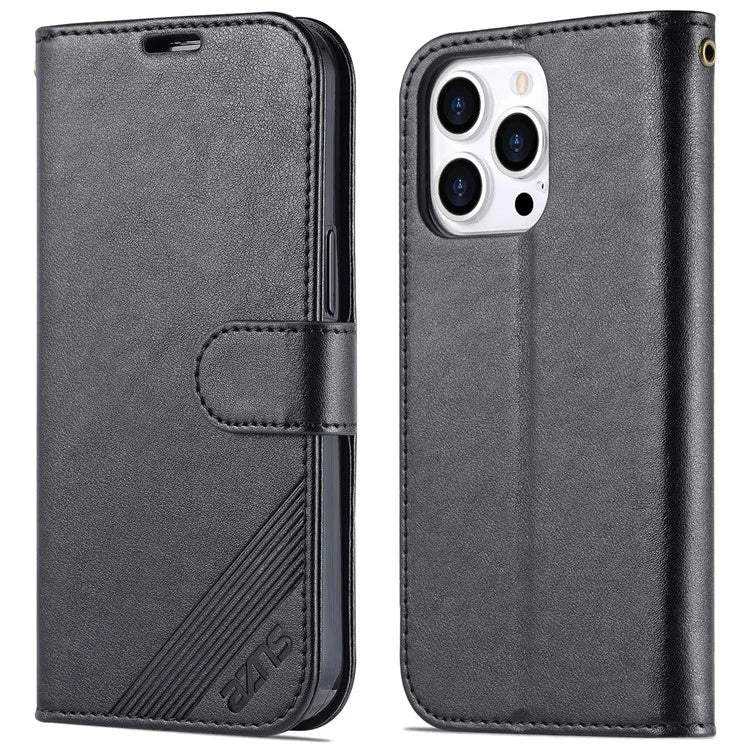AZNS For iPhone 16 Pro Max Wallet Phone Case Anti-Scratch PU Leather Stand Cover