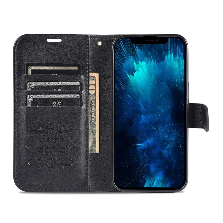 AZNS For iPhone 16 Pro Max Wallet Phone Case Anti-Scratch PU Leather Stand Cover