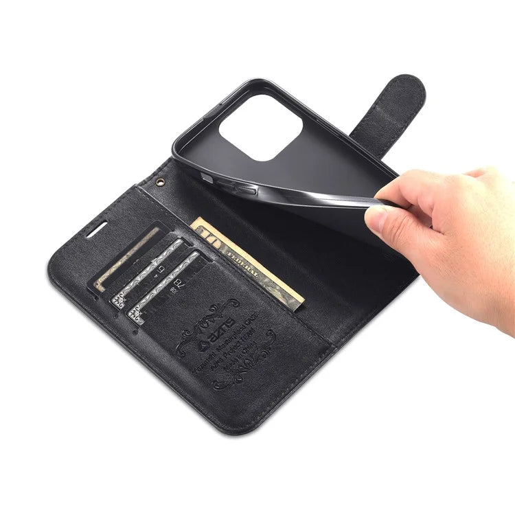 AZNS For iPhone 16 Pro Max Wallet Phone Case Anti-Scratch PU Leather Stand Cover