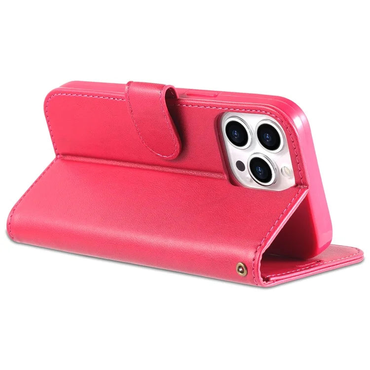 AZNS For iPhone 16 Pro Max Wallet Phone Case Anti-Scratch PU Leather Stand Cover