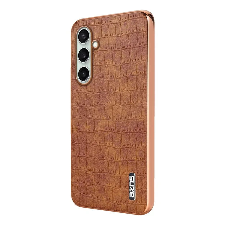AZNS For Samsung Galaxy S24 FE Case Electroplating Crocodile Texture PU+TPU Phone Cover