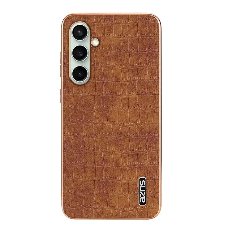 AZNS For Samsung Galaxy S24 FE Case Electroplating Crocodile Texture PU+TPU Phone Cover