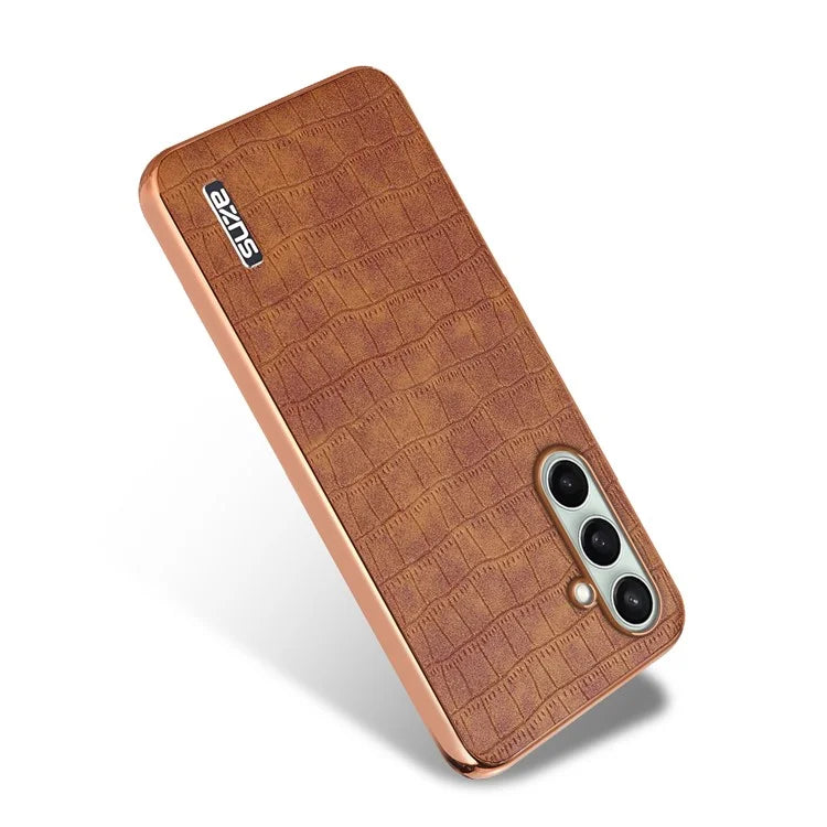 AZNS For Samsung Galaxy S24 FE Case Electroplating Crocodile Texture PU+TPU Phone Cover