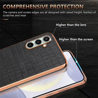 AZNS For Samsung Galaxy S24 FE Case Electroplating Crocodile Texture PU+TPU Phone Cover