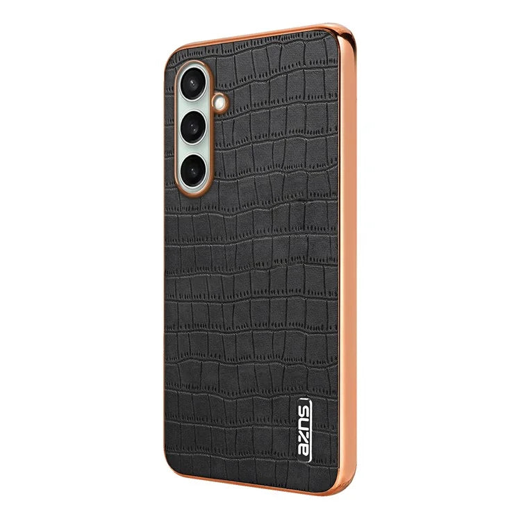 AZNS For Samsung Galaxy S24 FE Case Electroplating Crocodile Texture PU+TPU Phone Cover